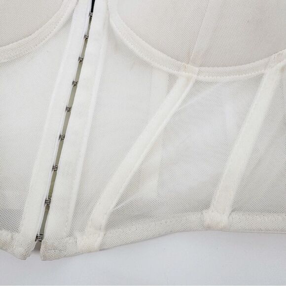 Say What White See Through Mesh Bra Crop Top Size Medium - Picture 6 of 7